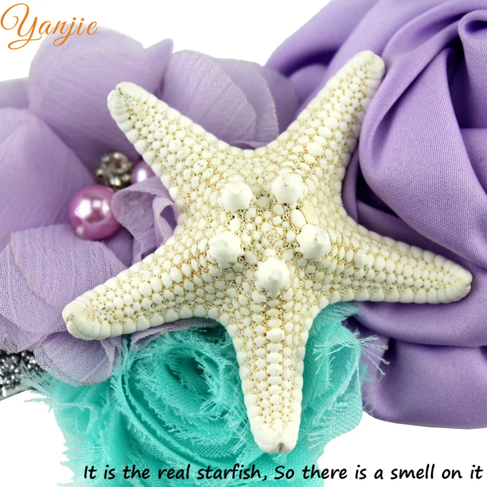 Детская атласная лента для волос с морскими звездами|flower hair accessories|hair accessorieselastic