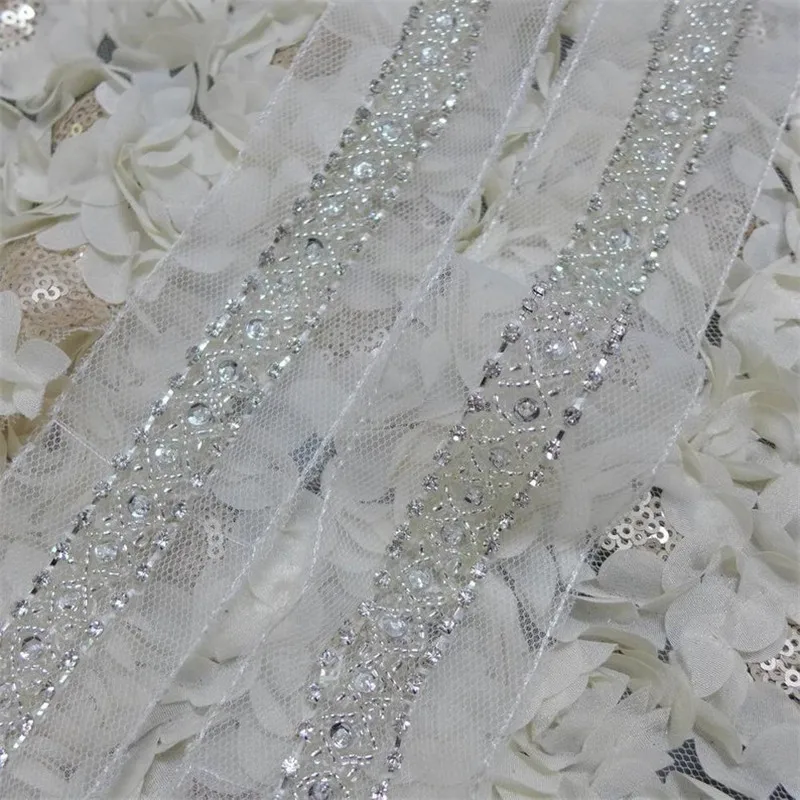 1 ярдов жемчужные бусины отделка бисером кружевная лента одежда украшение