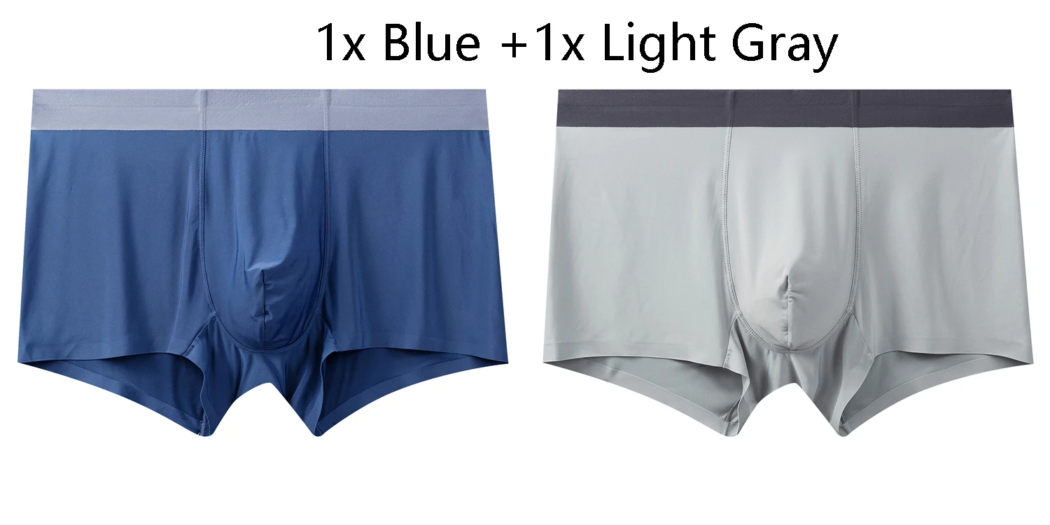 1xBlue 1xLight Gray EVES охлаждение сухой подходят Мужское нижнее белье боксеры 2 шт Мужские шорты удобные трусики дышащие трусики мужские боксеры Прямая - Цвет: 1xBlue 1xLight Gray