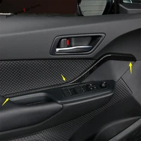 yimaautotrims inner car door doorknob handle strip cover trim interior abs fit for toyota c hr chr 2016 2022 carbon fiber look