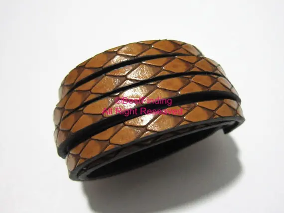 

5x2mm Khaki snake leather cord 5mm boa Flat leather cord