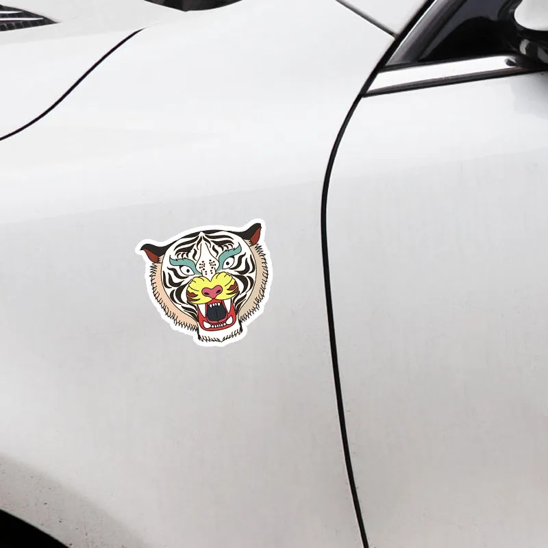 YJZT 17 см * 15 Хроматическая голова тигра ПВХ Животные наклейки хорошее качество