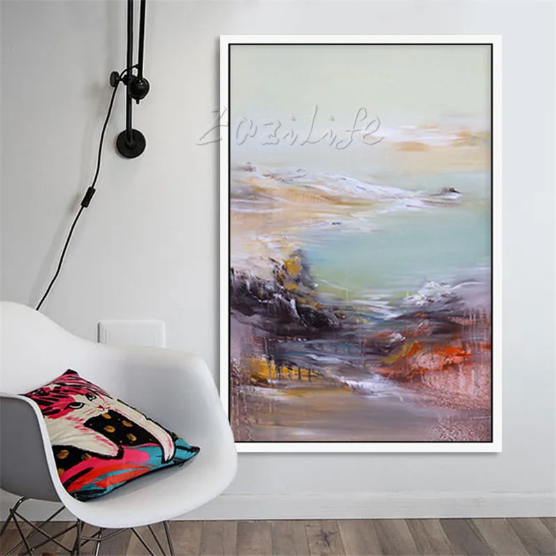 

Hand painted modern sealands abstract canvas oil painting wall decor Art pictures for living room cuadro home decoracion 1