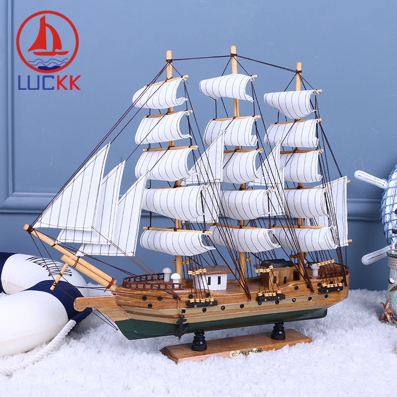 LUCKK 50 см черная Зеленая кнопка деревянная модель корабль домашний офис