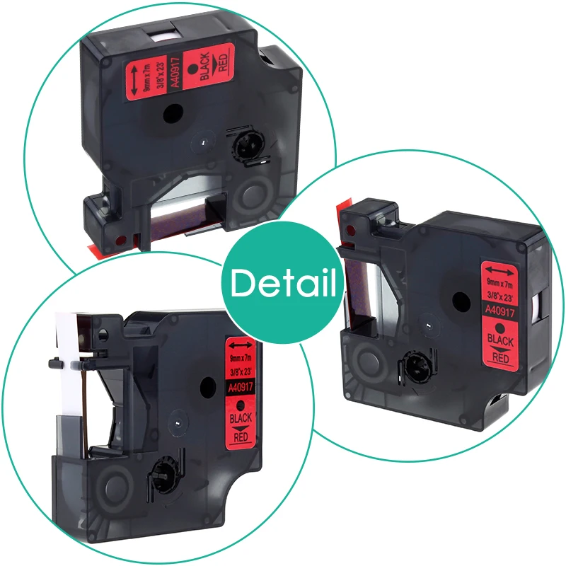 Greateam 10 шт./лот 40917 совместим Dymo D1 S0720720 этикетка лента черного цвета на красный для
