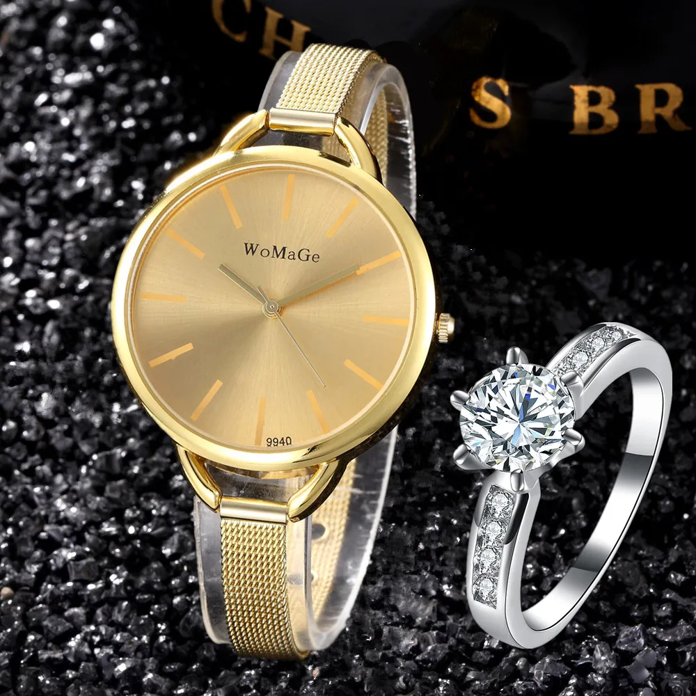 Женские часы Набор браслетов модные серебряные сталь женские наручные с защитой