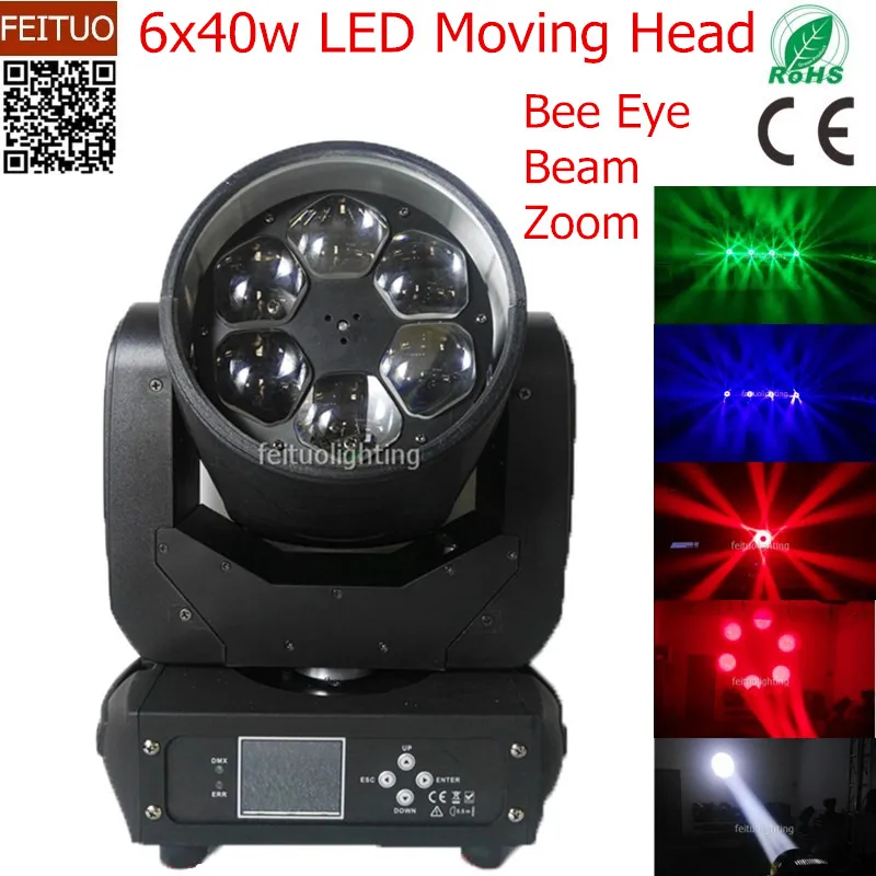 10 шт./лот LED Bee Eye Moving Head Light Super Beam 6x40 Вт сценическое освещение Zoom Disco для вечеринки