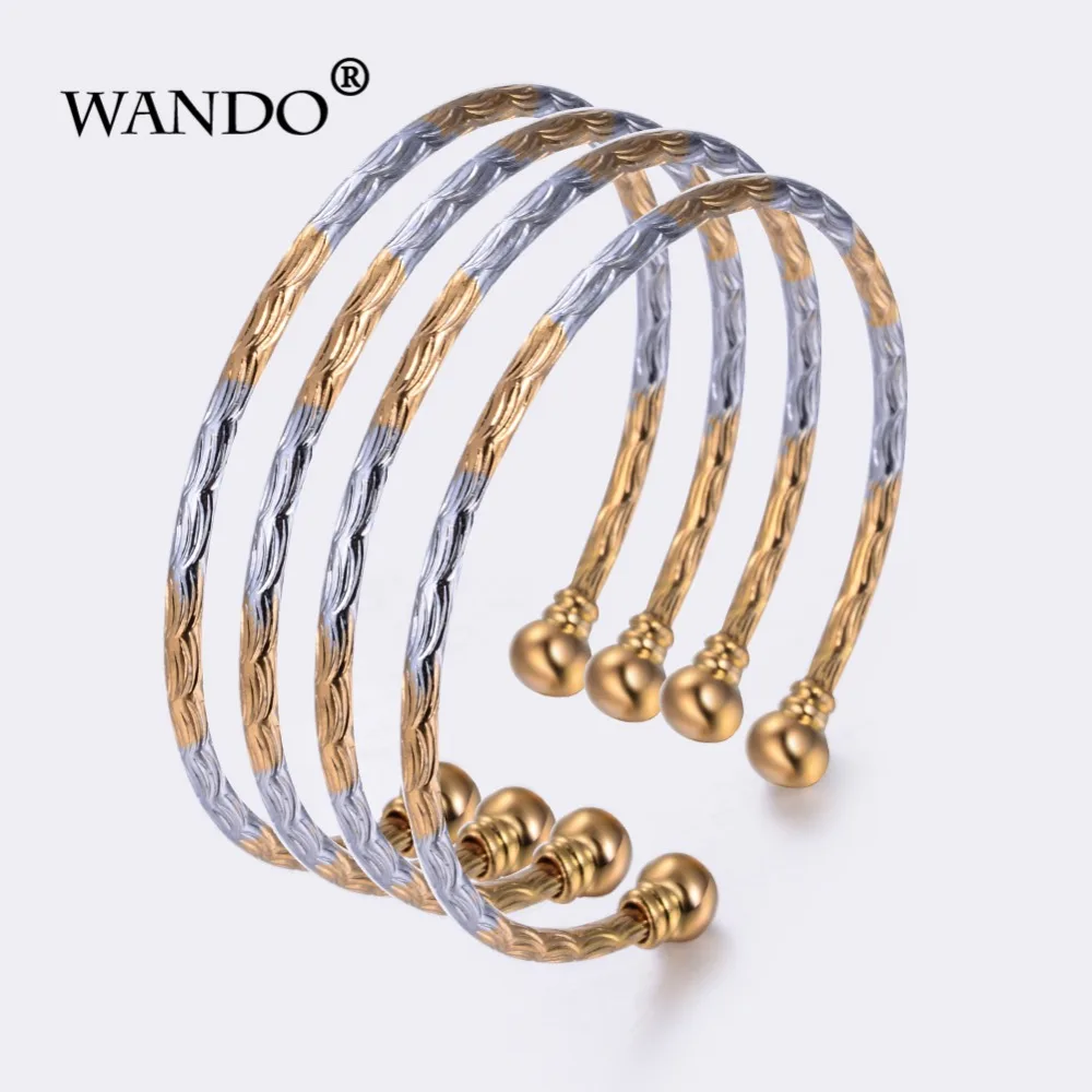 WANDO 4 шт./лот тонкий Открытый браслет Женский Эфиопский золотой цвет Дубай невеста
