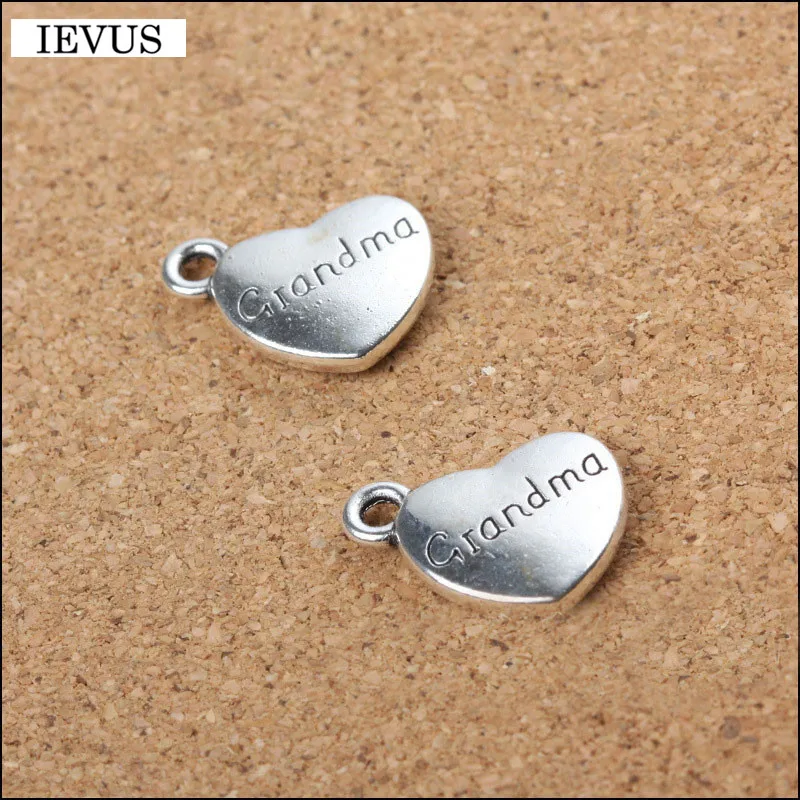 

Hot selling 5 Pieces/Lot 14mm*18mm antique Silver Plated heart charm words grandma charm diy necklace pandent For Jewelry Making