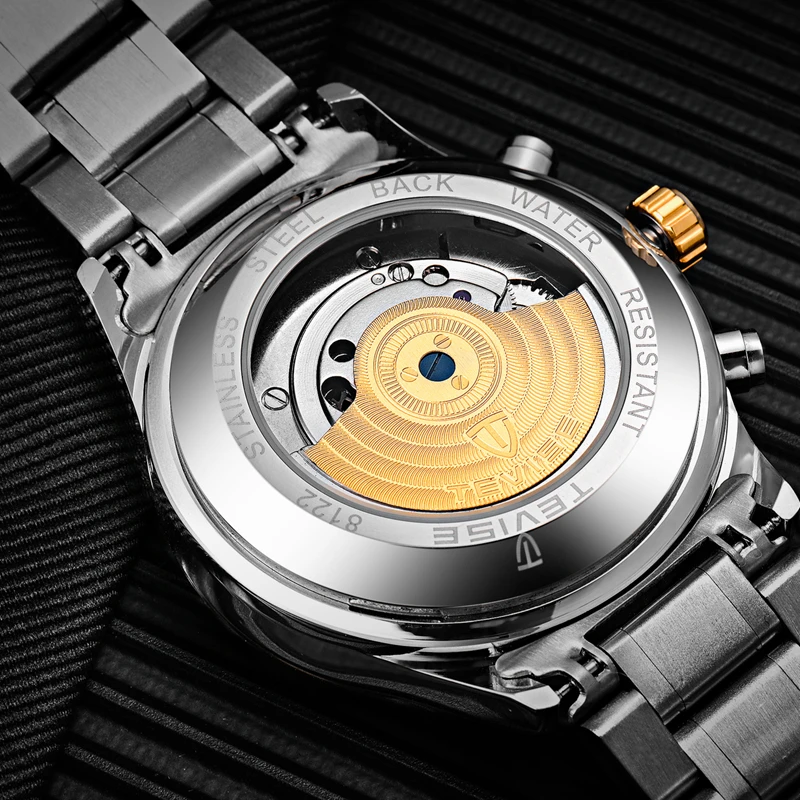 TEVISE Tourbillon автоматические наручные часы с скелетом мужские автоматическим датой