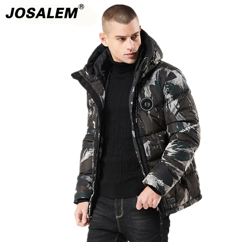 JOSALEM 2018 толстый теплый с капюшоном зимние куртки-бомберы Для мужчин s парки