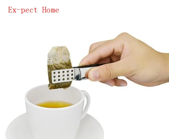 Clip para bolsa de t&eacute; de acero inoxidable de 100 piezas, pinza Anti-caliente, Tong, accesorios para t&eacute;, Mini pinzas para alimentos de az&uacute;car, exprimidor de t&eacute;-0