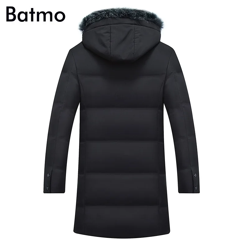 Batmo 2018 Новое поступление высокое качество 90% белый утиный пух воротник из лисьего