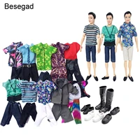 besegad 10 sets casual doll clothes jacket pants outfits with 4 pair shoes for barbie men boy ken dolls kids gifts random style