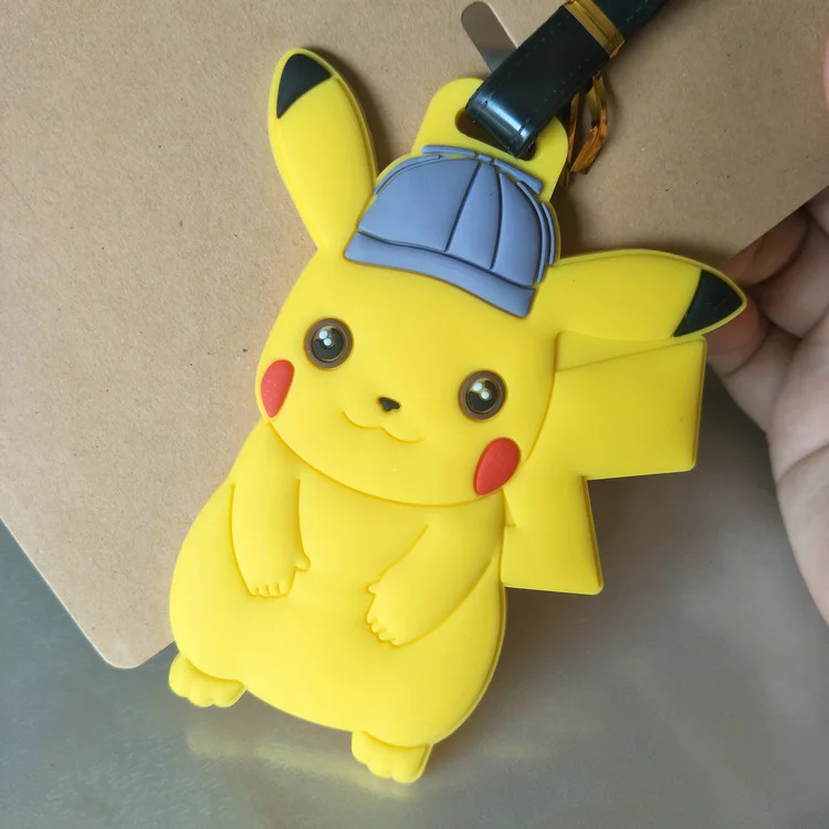 Anime Pokemon Gengar Pikachu PVC key chain Piplup Charmander Squirtle cute funny soft rubber luggage tag boarding pass bag tags - Цвет: 2
