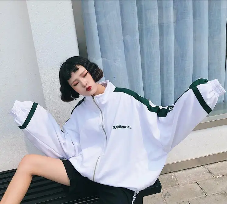 Куртки женские свободные шикарные корейский стиль Harajuku женская одежда повседневная простая универсальная с длинным рукавом Модная белая Лоскутная Повседневная