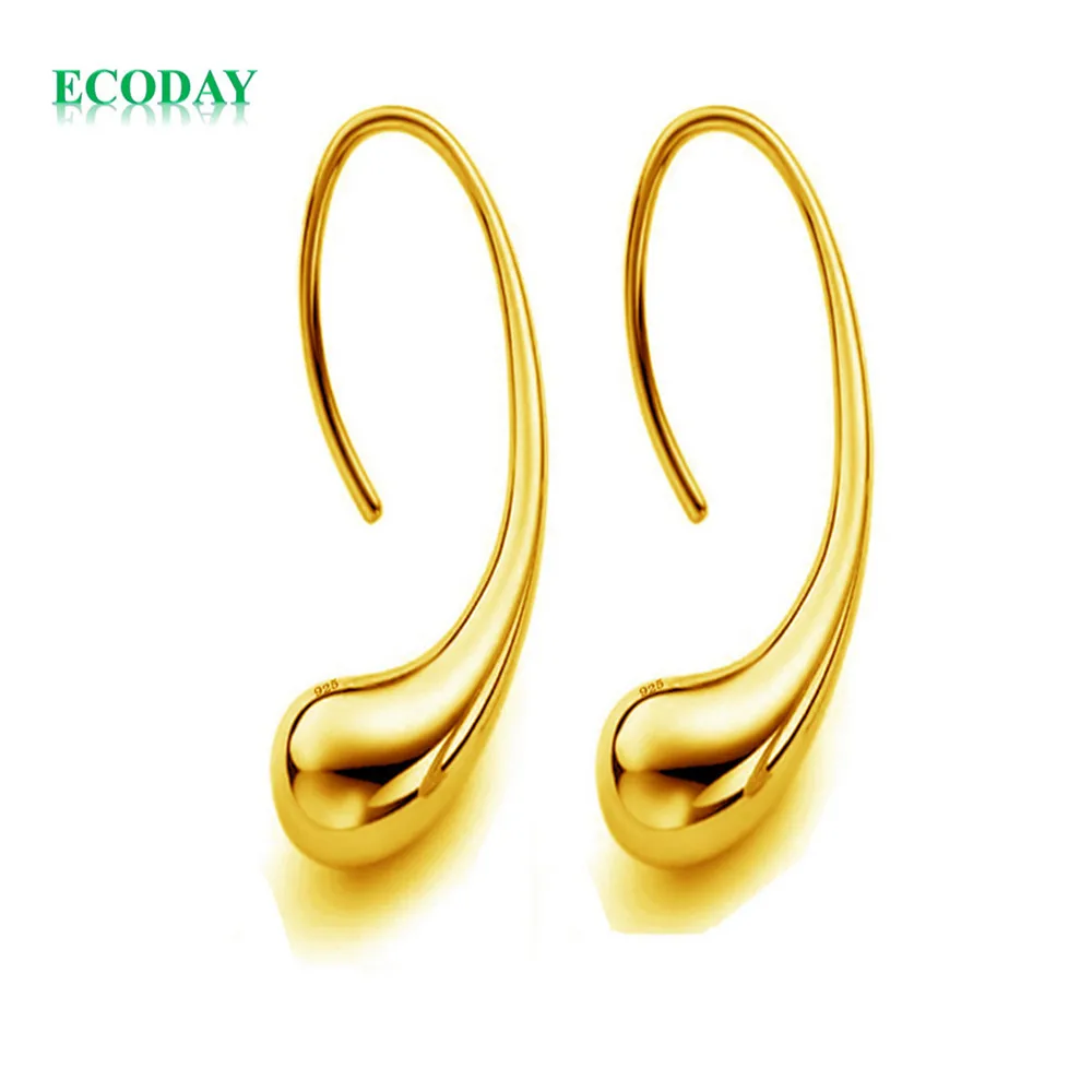 Ecoday моды в виде капли воды серебряные серьги золотого цвета для женские E057 |