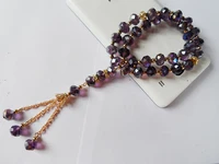eid al adha 2022 new style muslim rosary 2 layer crystal bracelet purple muslim tasbih prayer beads bracelet haji festival