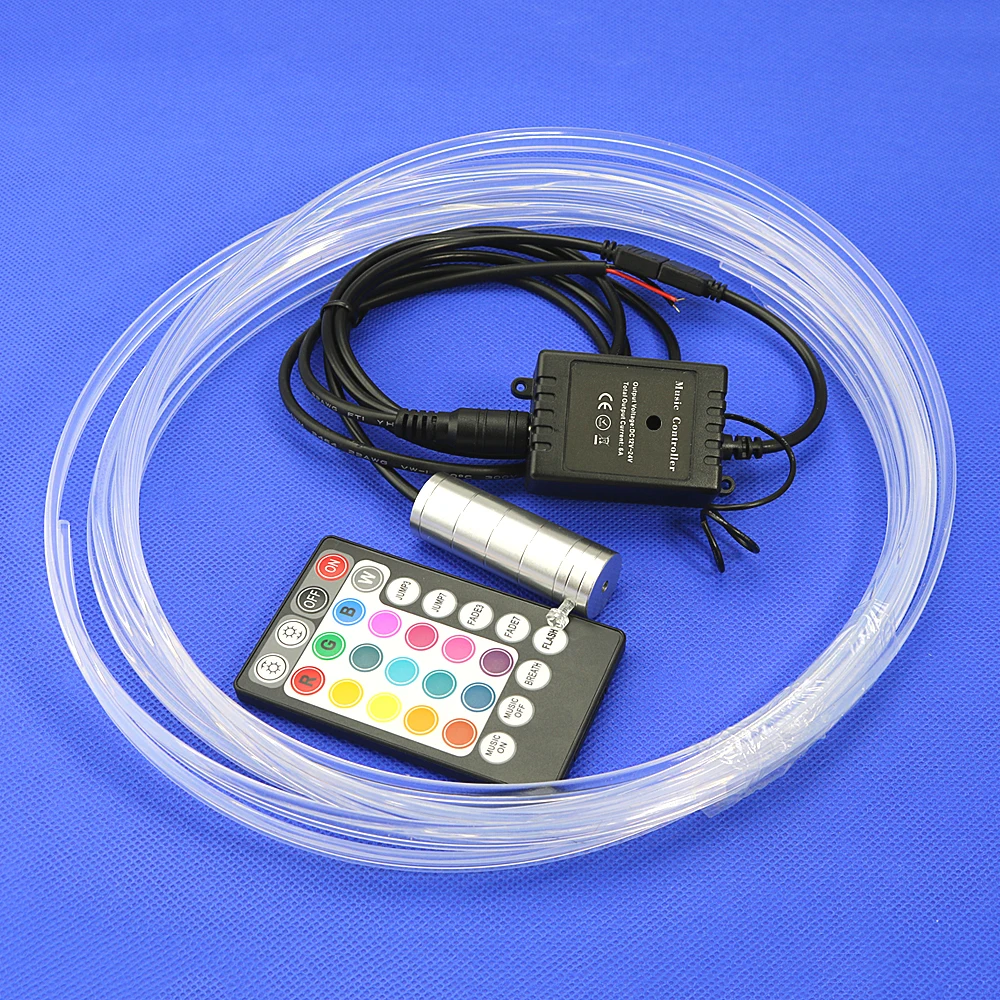 DC12V 2 Вт Светодиодный светильник источник RGB мини осветитель светодиодный излучатель 3 мм* 5 м боковое Свечение Волоконно-оптический кабель для украшения салона автомобиля