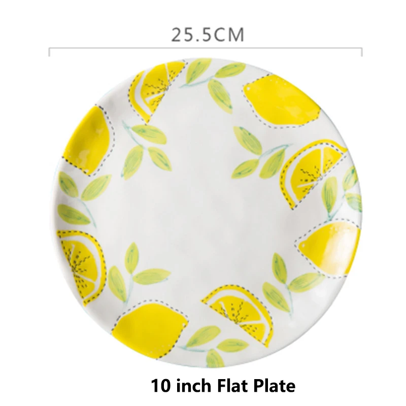 10inch Flat Plate Высокое качество лимонный узор блюда и тарелки наборы обеденные тарелки стейк блюдо костяного фарфора западные тарелки блюда - Цвет: 10inch Flat Plate