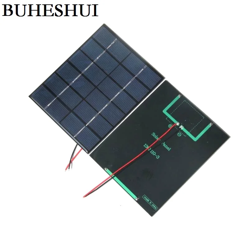 BUHESHUI 2 Вт 6 в поликристаллический модуль солнечной батареи + кабель DIY Солнечная