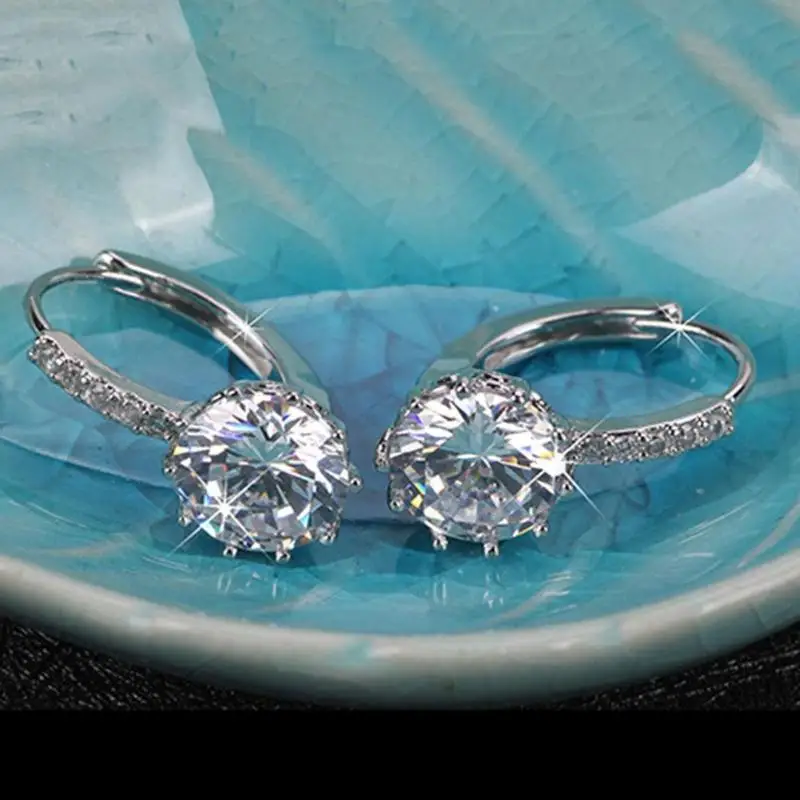 Серебряные серьги с кристаллами циркония и камнями модные женские