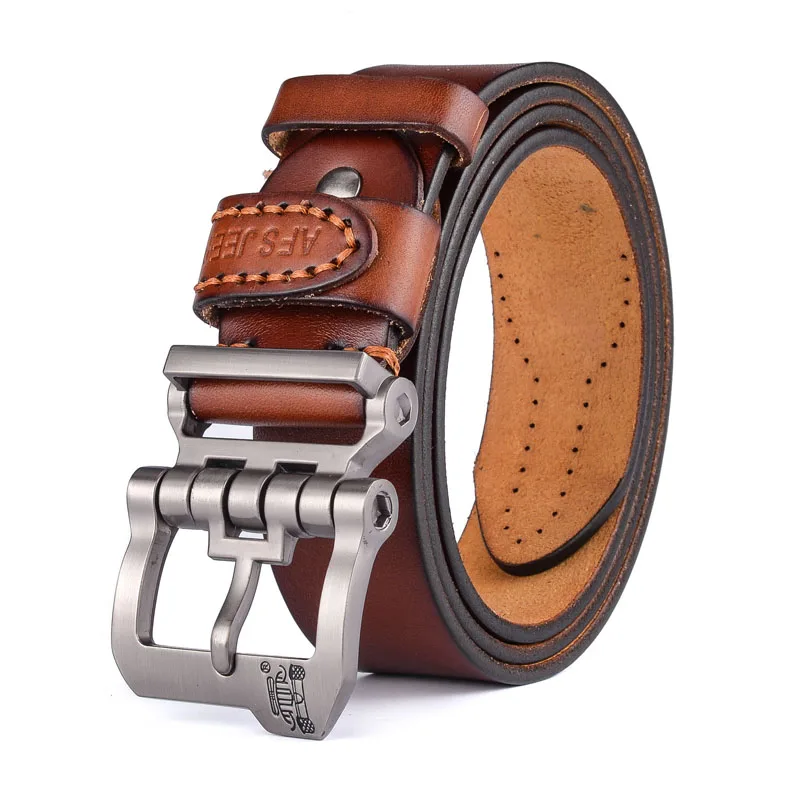 2018 New designer high quality luxury brand 100% cow genuine leather pin buckle belts for men male fashion business | Аксессуары для