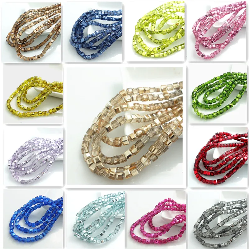 Оптовая продажа 100 шт. стеклянные кубические бусины 4 мм|4mm beads|bead wholesalewholesale beads |