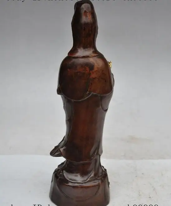 13 &quotтибетский буддизм бронзовый позолоченный стенд lotus Kwan Yin Guan ваза с Буддой