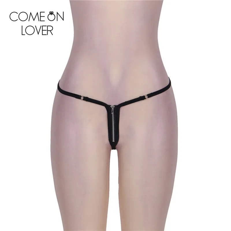 Женские трусики с молнией спереди Comeonlover черные трусики-стринги размера плюс 3XL