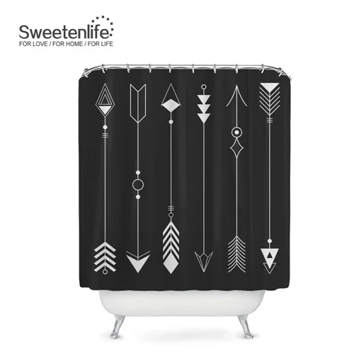 SL0447 Sweetenlife 180x200 см, занавеска для ванной, занавеска для душа со стрелками и перьями, водонепроницаемая занавеска, полиэфирная ткань, занавеска для ванной - Цвет: SL0447