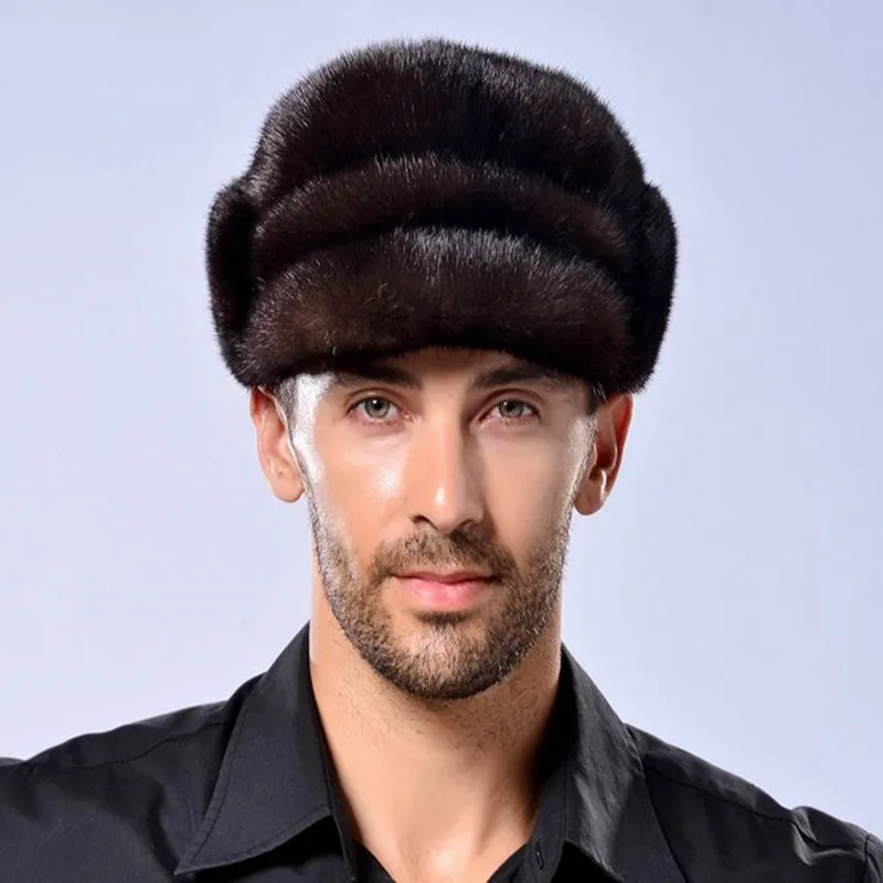 Мужская шапка из меха норки новинка 2016 теплая зимняя модная меховая бесплатная