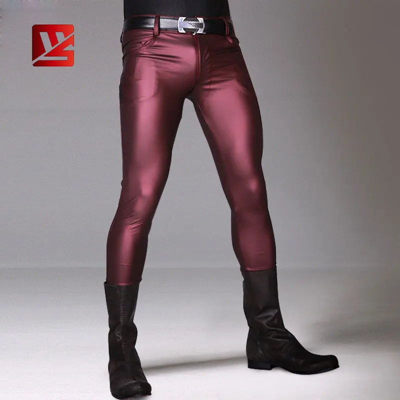 

MEISE Sexy Men Matte Pencil Pants Shiny Thin Soft Tight Pants Elastic Pencil Pants Stage Wear Trousers Gay Costume Plus Size K40
