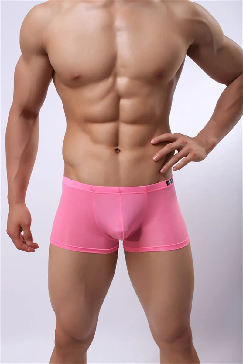 5PCS/Lot Men Boxers Ice Silky Underwear Male Sexy Ultra-Thin Underpants Men Cuecas Tight Boxer Shorts Men's Underwear Nightwear