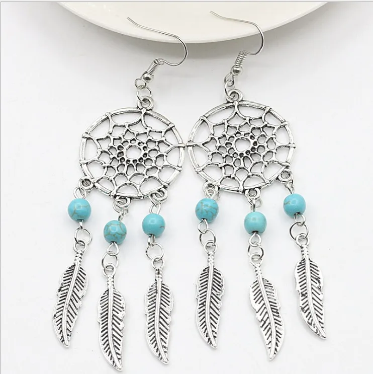 Bohemian dreamcatcher dangle earings alloy long tassel drop earrings trendy charm fashion jewelry classic Christmas for women | Украшения и