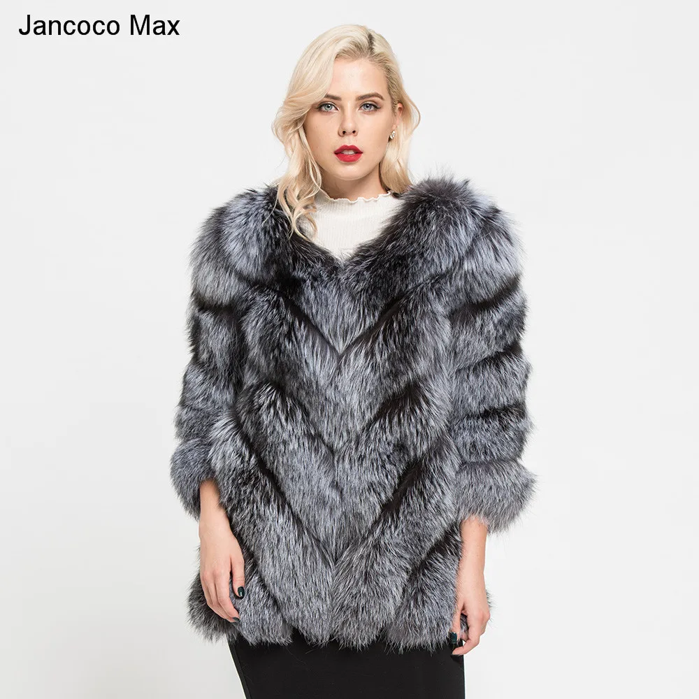 Jancoco Max Lady модное зимнее теплое длинное пальто из натурального Лисьего меха, женская верхняя одежда из натурального меха, Новое поступление S7152