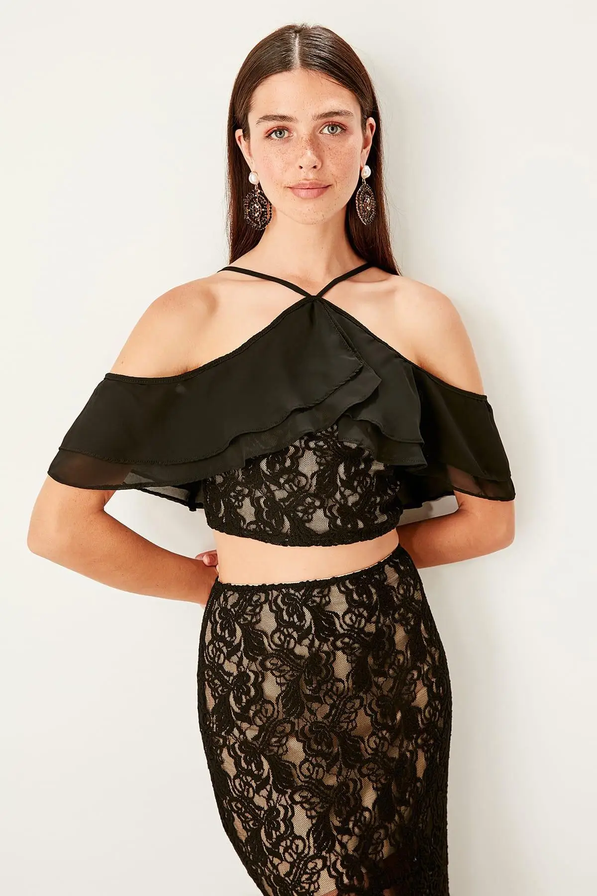Trendyol Black Lace Detail Bluz TPRSS19BZ0141 |