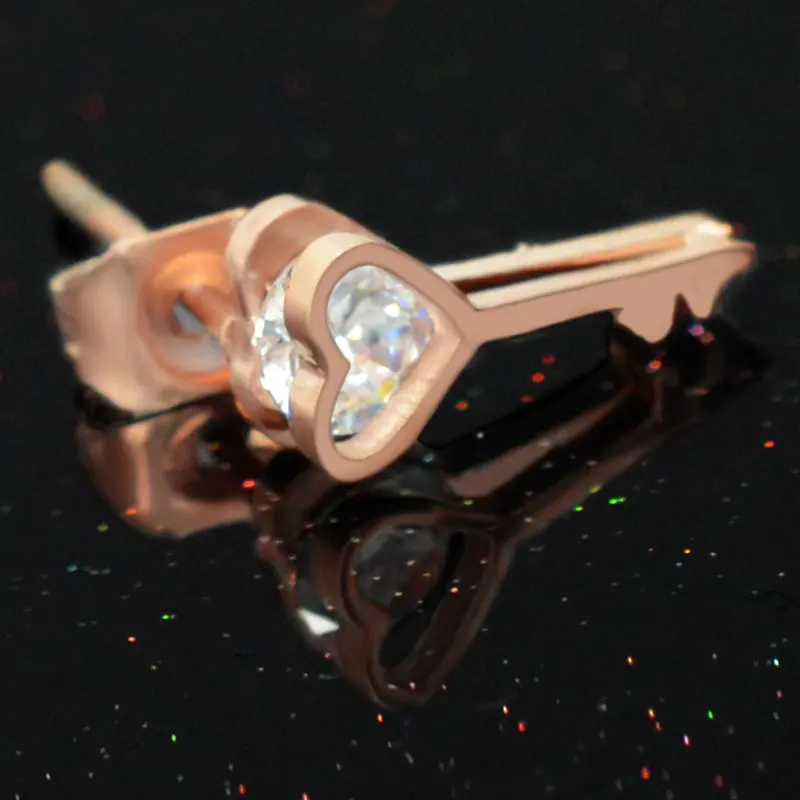 Женские серьги гвоздики из нержавеющей стали с кристаллами|designer studs|crystal studrose gold