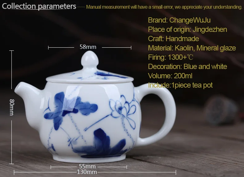 Changwuju красиво китайский чайник ручной работы ручная роспись фарфора чайник Цзиндэчжэнь синий и белый керамический чайник заварки