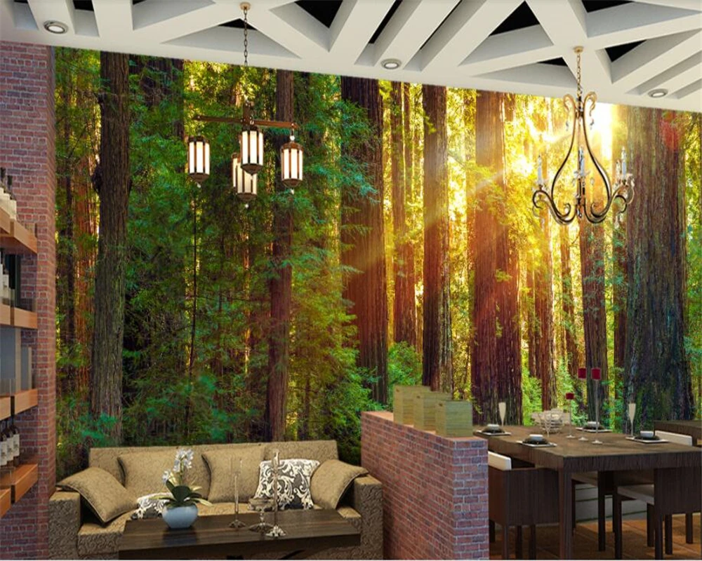 Fashion TV backdrop wallpaper Primitive forest scenery Photo wall mural 3d nature landscape Home Decoration beibehang | Обустройство