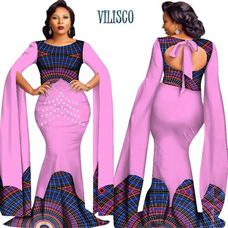 2018 Африканский принт платья с жемчугом для женщин в стиле королевы Vestidos