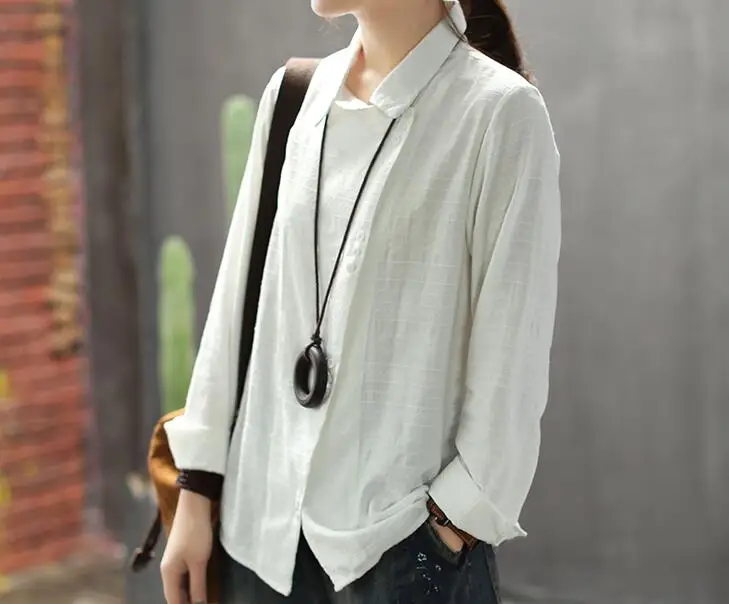 Side buttons design flower pattern personalized cotton vintage shirt 2019 spring |