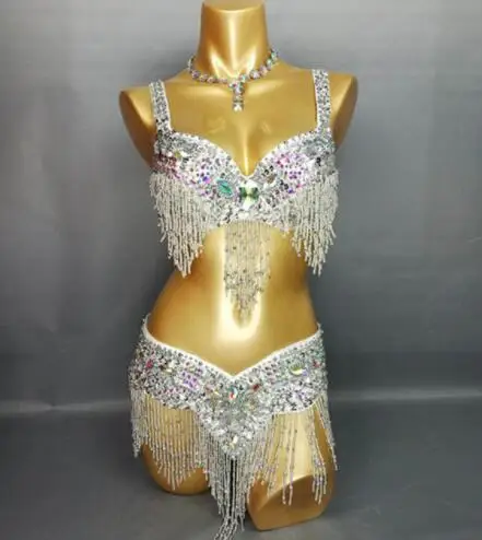 

Women's belly dance costume belly dancing clothes Sexy Night dance bellydance Top bra +Belt 2pcs set TF1618
