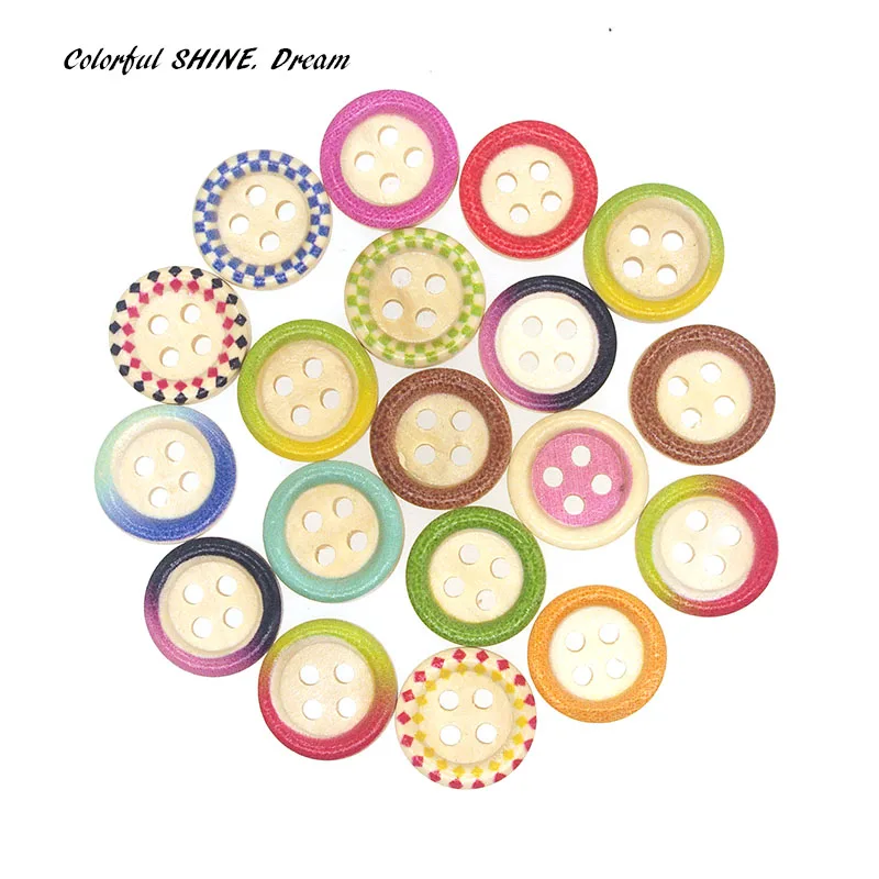 20 шт. оптовая продажа пуговицы из натурального дерева круглый тонкий край дизайн