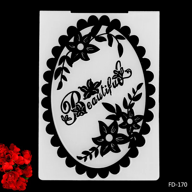 AZSG Scrapbook Mirror Flowers and Butterflies DIY Paper Cutting Dies Scrapbooking Plastic Embossing Folder 10.5*15.5cm | Дом и сад