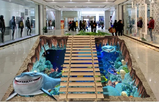 [Самоклеящаяся] 3D Акула морской мост 33 Нескользящая водонепроницаемая фото