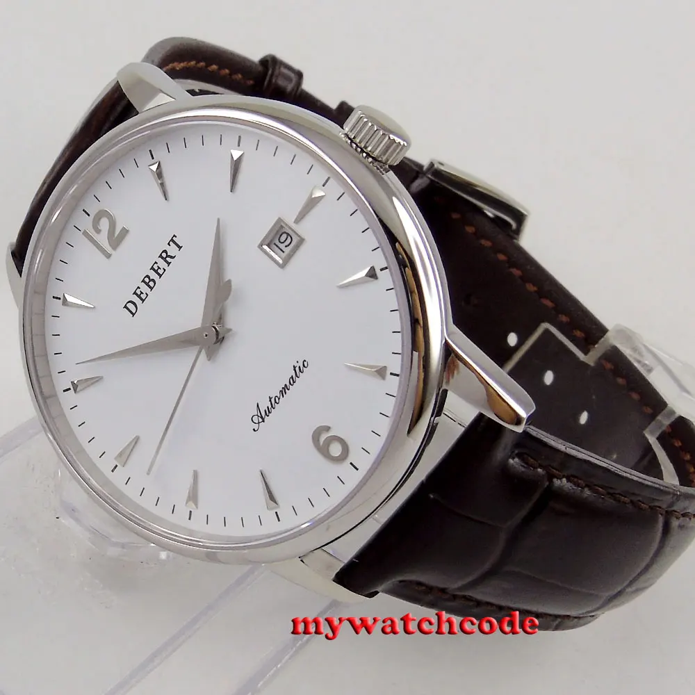 

polished 41mm Debert white dial sapphire glass miyota 8215 automatic men watch