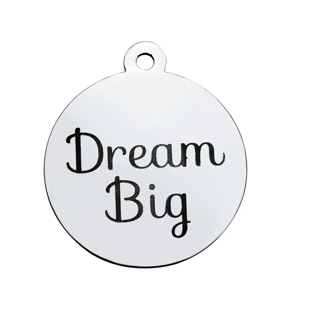 Массовая 30 шт. Нержавеющая сталь вдохновляющие цитаты Dream Big Талисманы выгравированы буквы Подвеска 20*23.2 мм