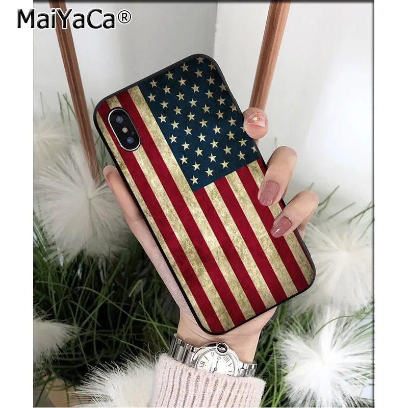 Мягкий чехол для телефона MaiYaCa с американским флагом США TPU Apple iPhone 8 7 6 6S Plus X XS MAX 5 5S