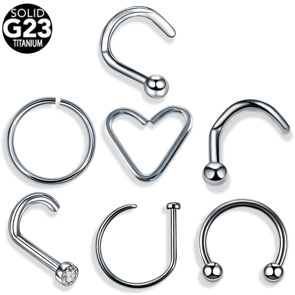 

1PC G23 Titanium Nose Screw Rings Nariz Stud Retainer Nostril Earring Cartilage Piercing Ear Helix Tragus Piercing Body Jewelry